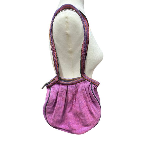 Earth Divas Fair Trade Made Shoulder Bag Purple Orange flower boho hippie - Picture 3 of 8